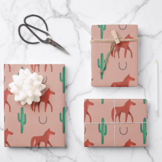 Horse and Cactus Wrapping Paper Sheets