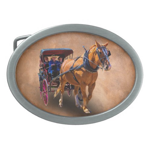 HORSE AND CARRIAGE BELT BUCKLE