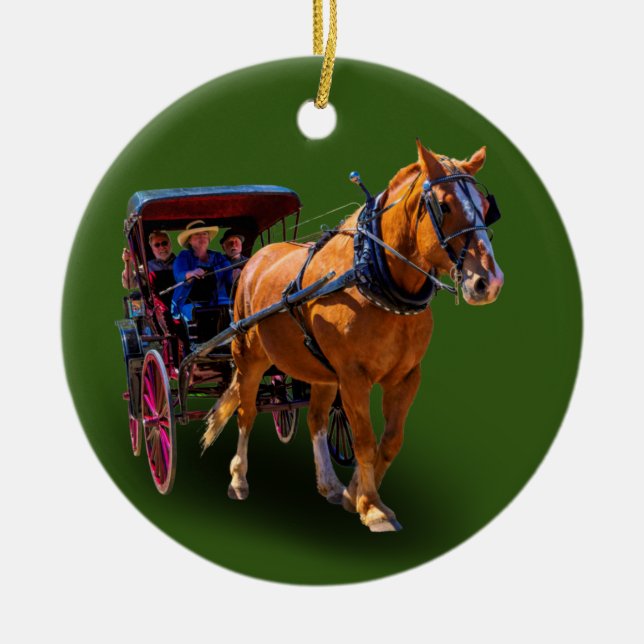 HORSE AND CARRIAGE CERAMIC ORNAMENT (Front)