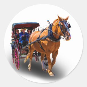 HORSE AND CARRIAGE CLASSIC ROUND STICKER