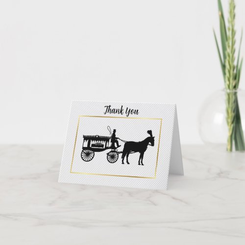  Horse and Carriage Hearse Silhouette Blank Card