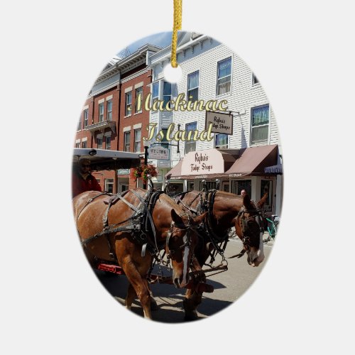 Horse and Carriage in Downtown Mackinac Island Ceramic Ornament