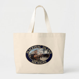 Horse and Carriage in Downtown Mackinac Island Large Tote Bag