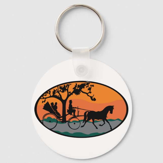 Horse and Carriage Ride Keychain (Front)