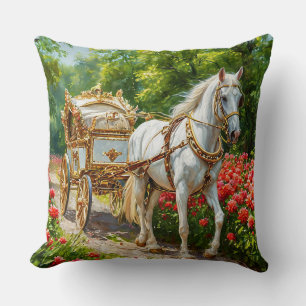 Horse and Carriage Romantic Classic Home Accent 🎁 Throw Pillow