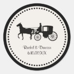 Horse And Carriage Wedding Classic Round Sticker at Zazzle