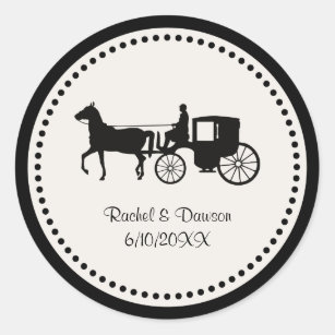 Horse and Carriage Wedding Classic Round Sticker