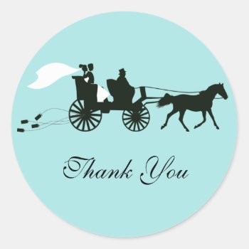 Horse And Carriage Wedding Thank You Stickers by PMCustomWeddings at Zazzle
