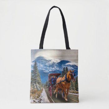 Horse And Carriage With Mount Shasta Tote Bag by CNelson01 at Zazzle
