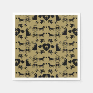Horse And Cart Romantic Wedding Napkins