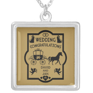 Horse And Cart Romantic Wedding Silver Plated Necklace