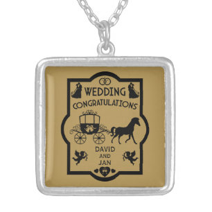 Horse And Cart Romantic Wedding Silver Plated Necklace
