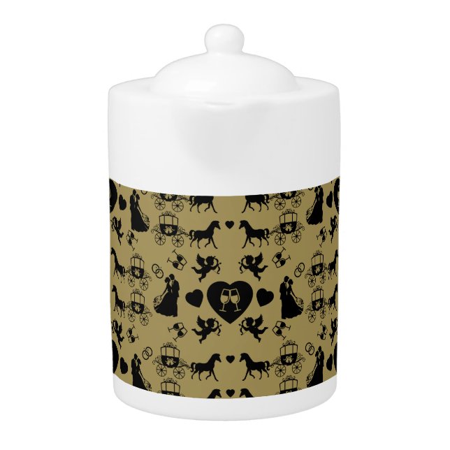 Horse And Cart Romantic Wedding Teapot (Front)
