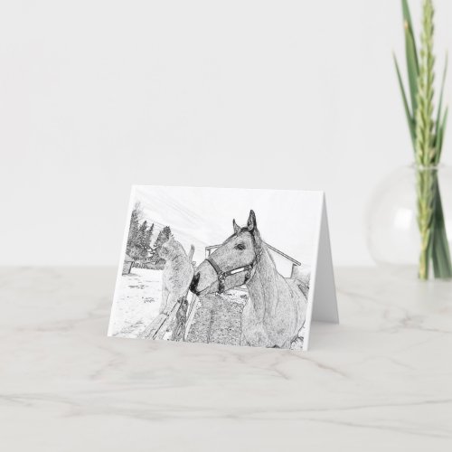 Horse and Cat Blank Inside Card