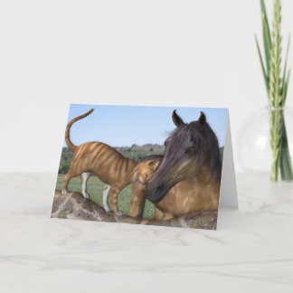 Horse and cat, "Love Thy Neigh-Purr" Greeting Card