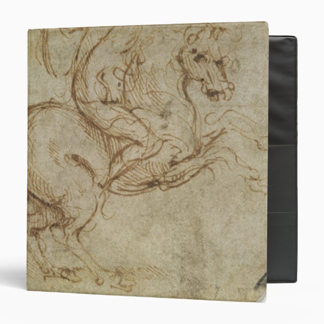 Horse and Cavalier (pen and ink on paper) 3 Ring Binder (Front/Inside)