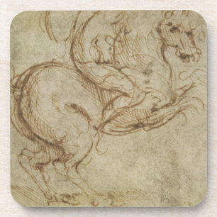 Horse and Cavalier (pen and ink on paper) Beverage Coaster