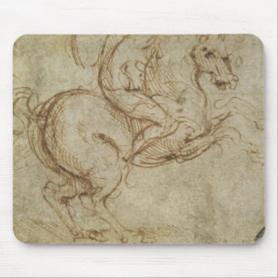 Horse and Cavalier (pen and ink on paper) Mouse Pad