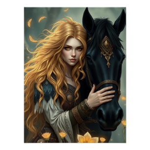 Horse and Companion Fantasy Art Poster