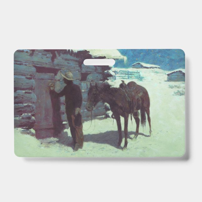 Horse and Cowboy Winter Snow Badge (Front)