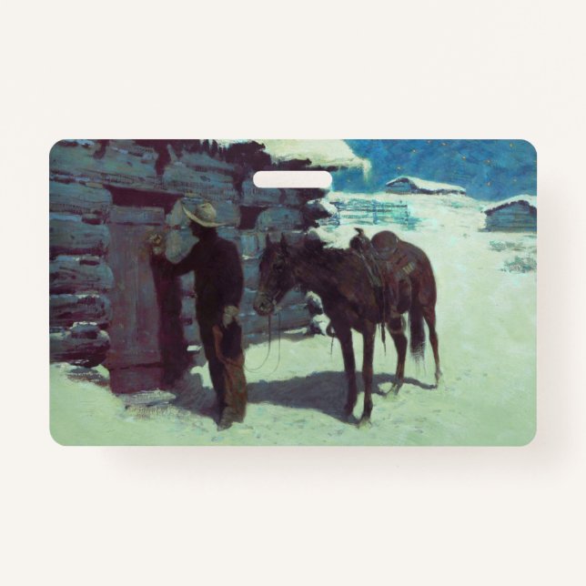 Horse and Cowboy Winter Snow Badge (Front)