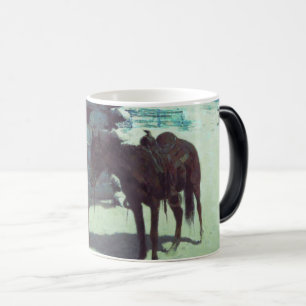 Horse and Cowboy Winter Snow Color Morph Mug