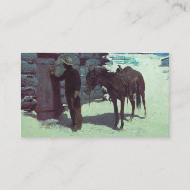 Horse and Cowboy Winter Snow Enclosure Card (Front)