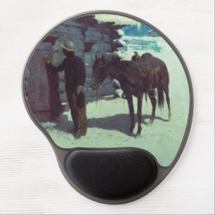 Horse and Cowboy Winter Snow Gel Mouse Pad