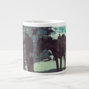 Horse and Cowboy Winter Snow Giant Coffee Mug