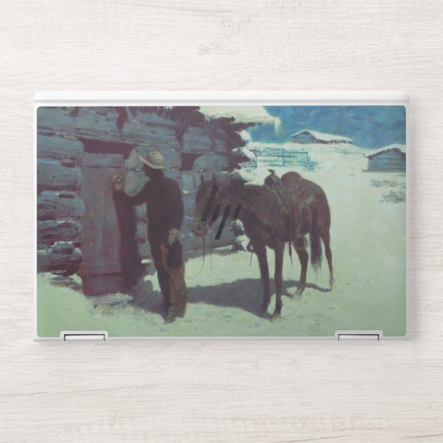 Horse and Cowboy Winter Snow HP Laptop Skin (Front)