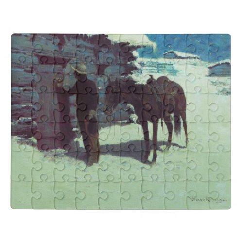 Horse and Cowboy Winter Snow Jigsaw Puzzle