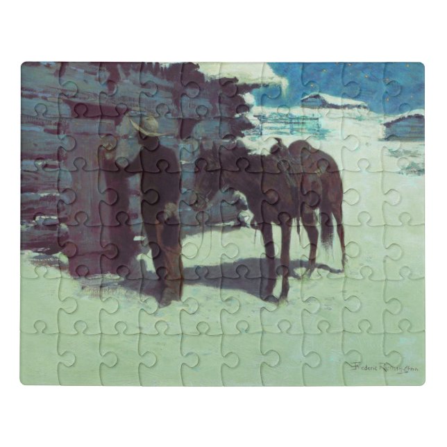 Horse and Cowboy Winter Snow Jigsaw Puzzle (Puzzle Horizontal)