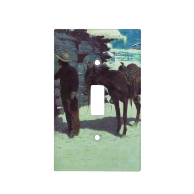 Horse and Cowboy Winter Snow Light Switch Cover (Front)