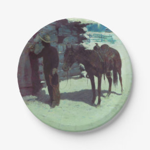 Horse and Cowboy Winter Snow Paper Plates