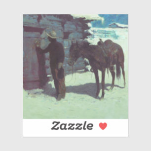 Horse and Cowboy Winter Snow Sticker
