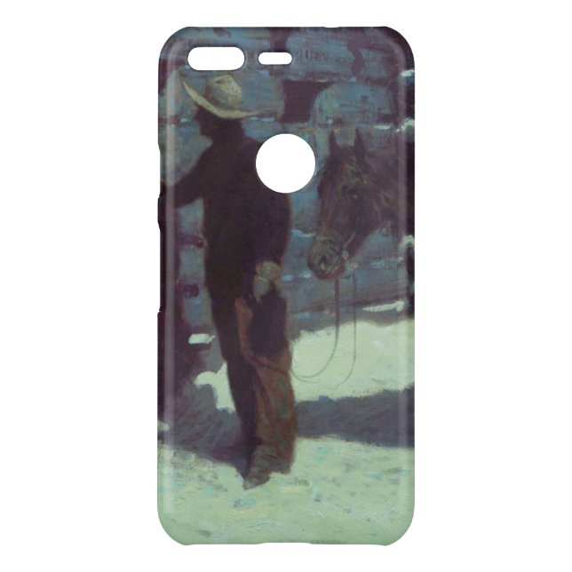 Horse and Cowboy Winter Snow Uncommon Google Pixel Case (Back)