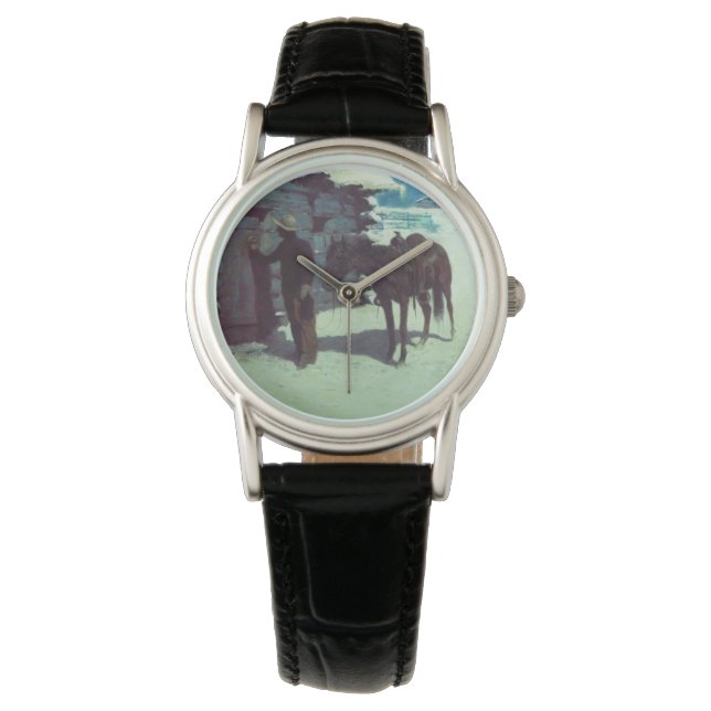 Horse and Cowboy Winter Snow Watch (Front)