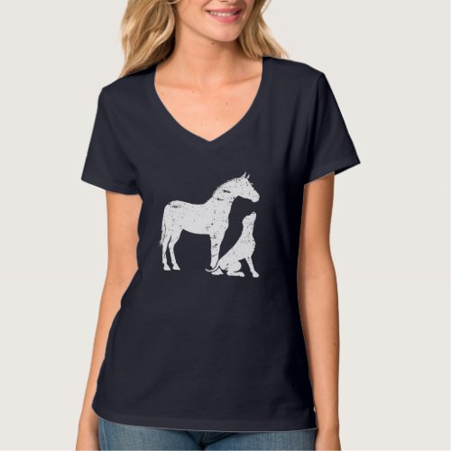HORSE and DOG Motif for women and men Horse Dog L T_Shirt
