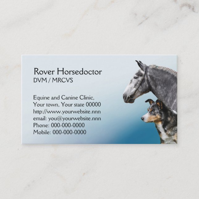 Horse and dog vet appointment card (Front)