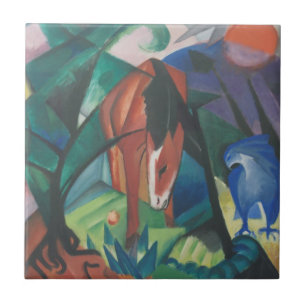 Horse and Eagle by Franz Marc, Vintage Cubism Art Ceramic Tile