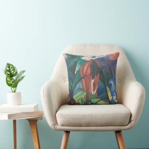 Horse and Eagle by Franz Marc Vintage Cubism Art Throw Pillow