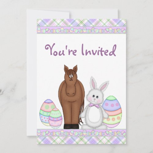 Horse and Easter Bunny Birthday Invitation ~ Girls