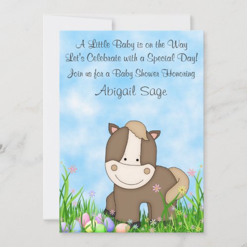 Horse and Easter Eggs Baby Shower Invite  Neutral