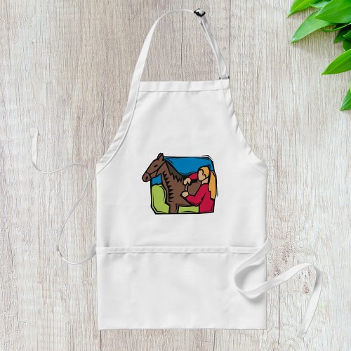 Horse And Farm Girl Adult Apron