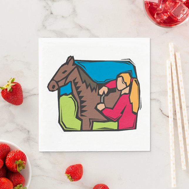 Horse And Farm Girl Napkins (Creator Uploaded)