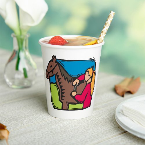 Horse And Farm Girl Paper Cups