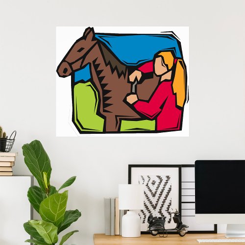 Horse And Farm Girl Poster