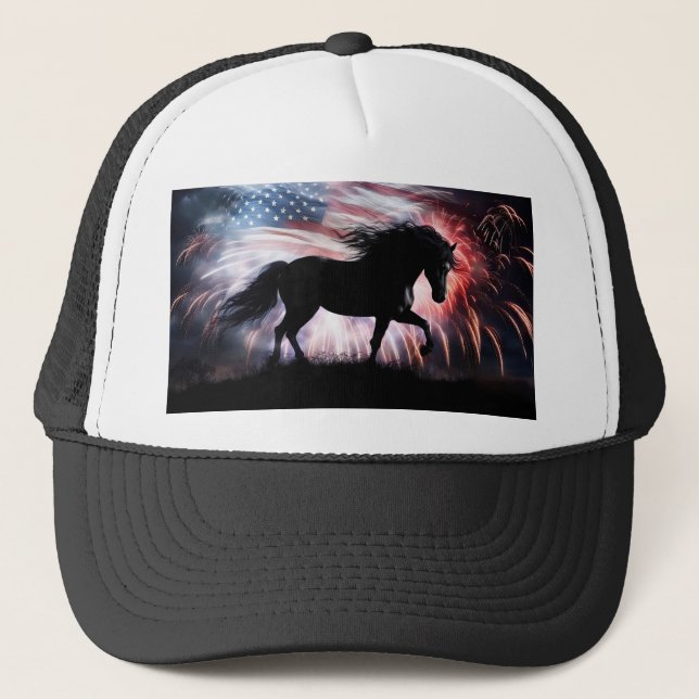 Horse and Flag Country Western Trucker Hat (Front)