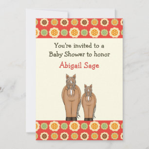 Horse and Flowers Baby Shower Invitation for Girls