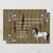 Horse and Flowers Birthday Invitation ~ Girls (Front/Back)